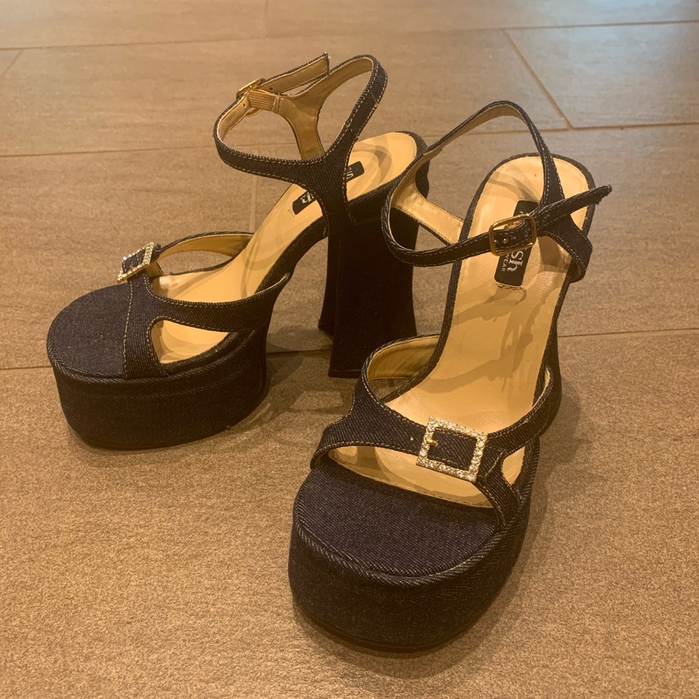 🦋New vintage denim platform sandals